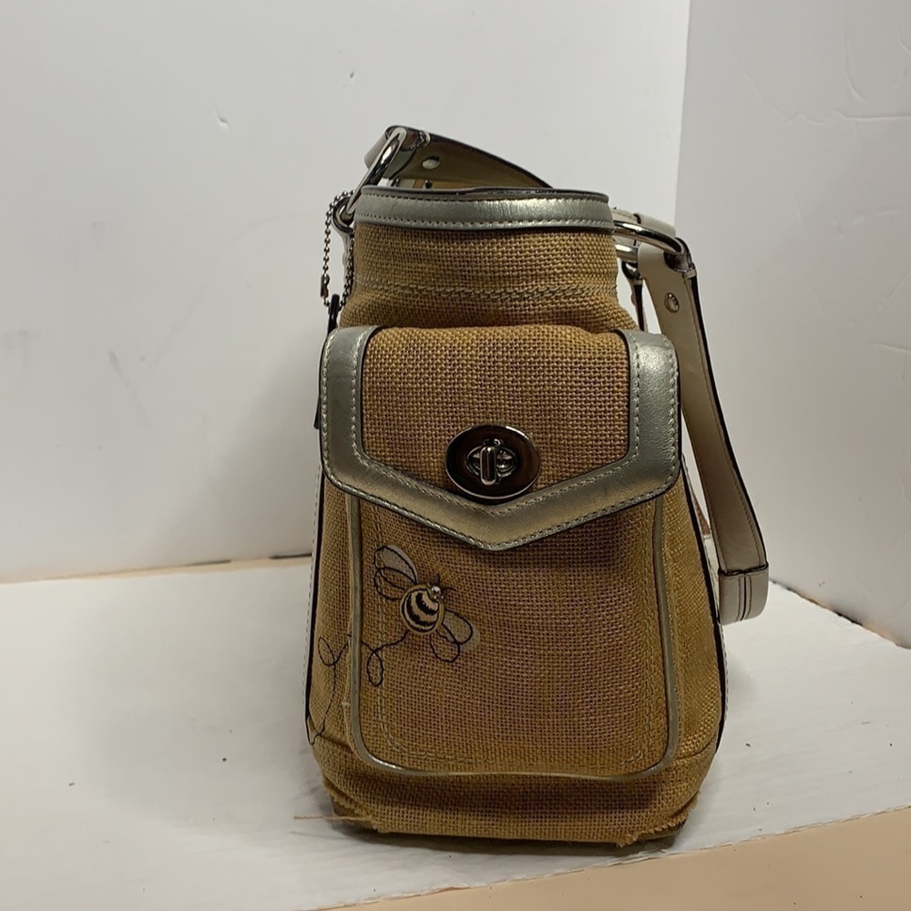 COACH Bees And Flowers Appliqué Burlap And Leather - Picture 4 of 14